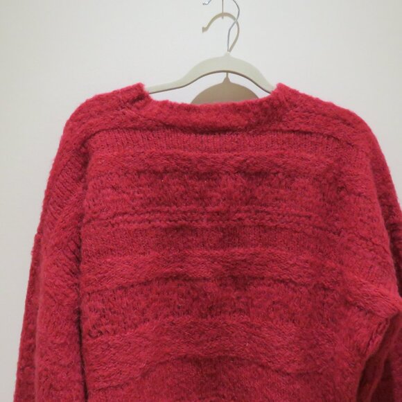 JOIE Blanche Crew Neck Alpaca Wool Blend Sweater in Fuchsia Red Quiet Luxury - Picture 11 of 14